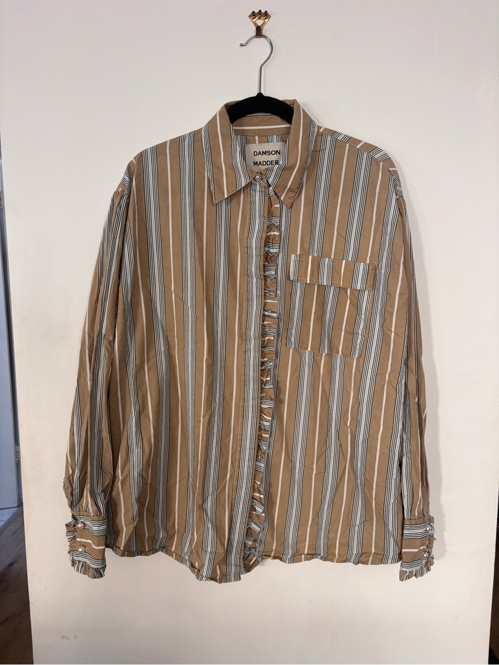Damson Madder - Women’s Tan Striped Blouse US 10 / UK 14
